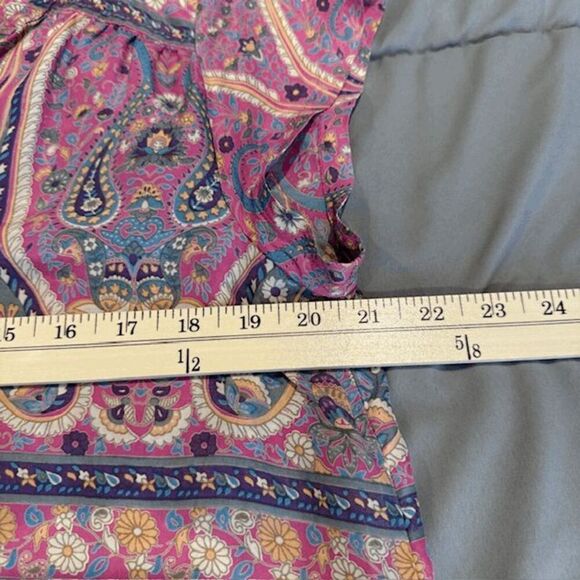 Calypso St. Barth 100% Silk Paisley Print Blouse Pink Purple Light Size Medium - Picture 7 of 9